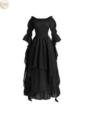 Victorian Renaissance Maxi Dress Off Shoulder Long Sleeve Halloween Costume
